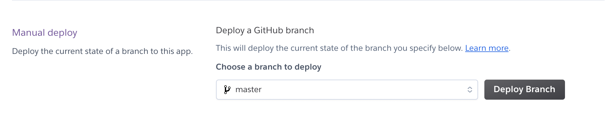 Manually deploy branch heroku